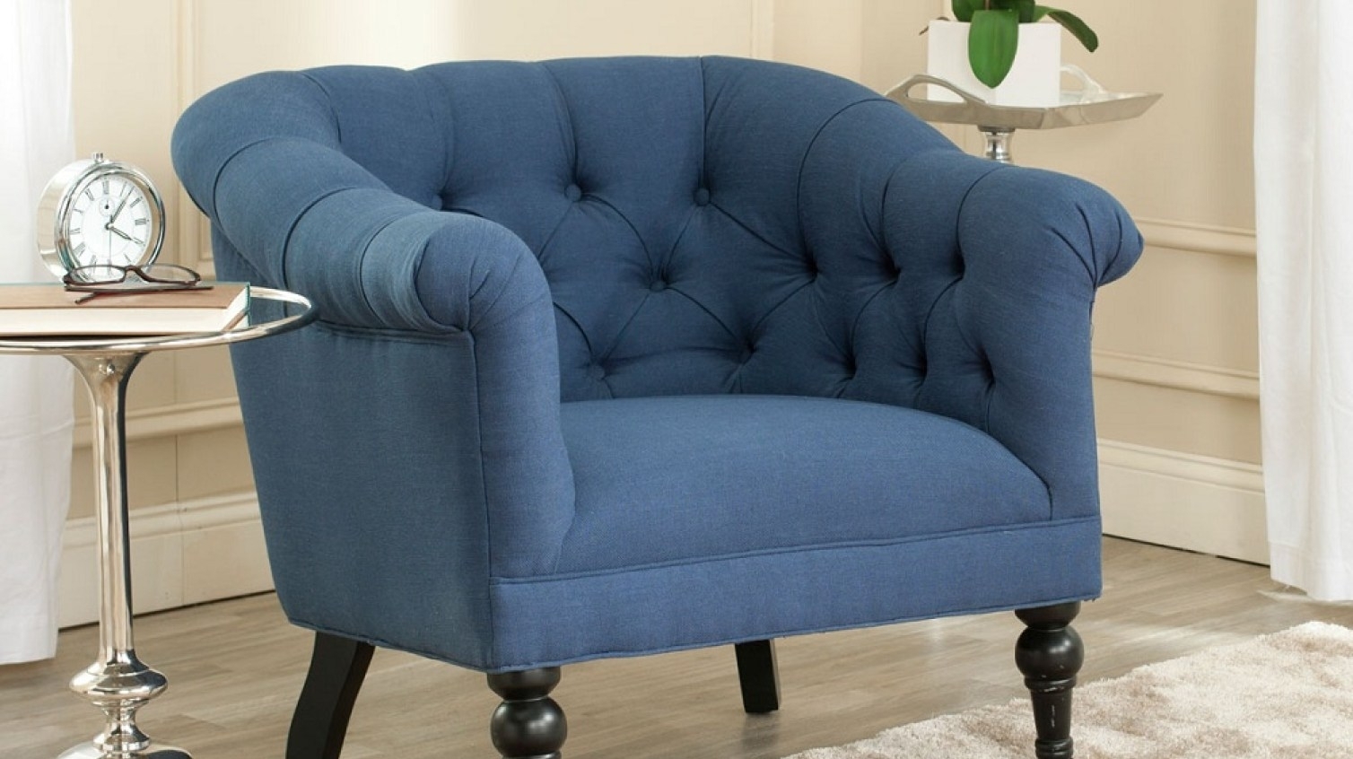 blue slipper chair