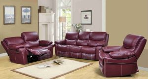 double recliner chair langdon burgundy genuine leather power reclining sofa set