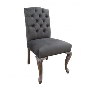 gray parsons chair grey upholstered dining room chairs with button tufted back and curved wooden legs