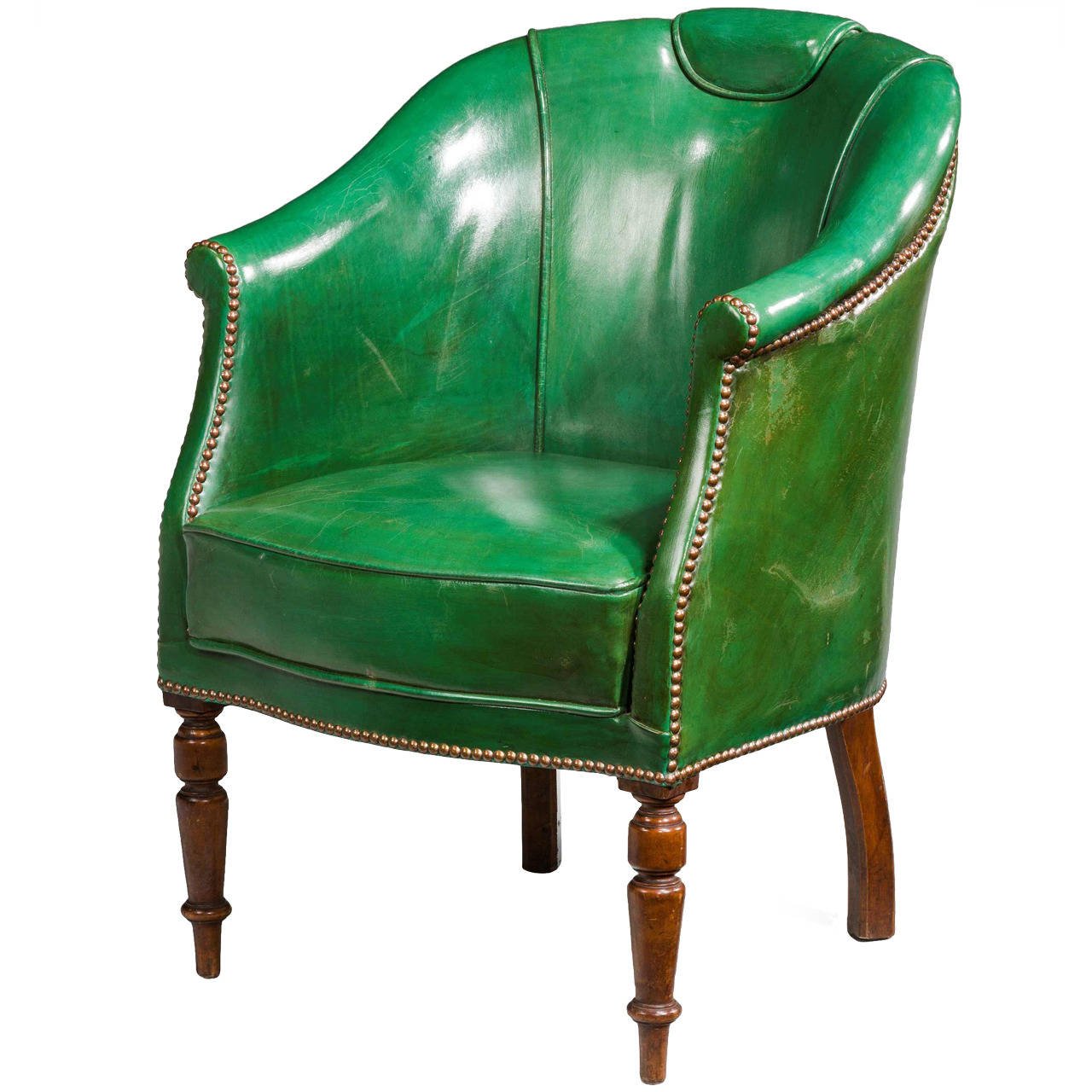 green leather chair