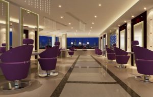 hair salon chair hairdressing salon interior design with purple chairs