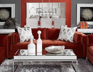 modern white accent chair modern red velvet sofa on white rug