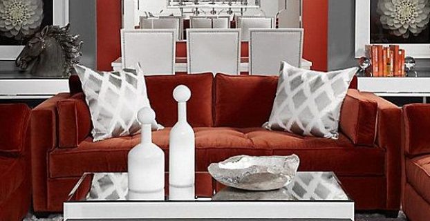 modern white accent chair modern red velvet sofa on white rug