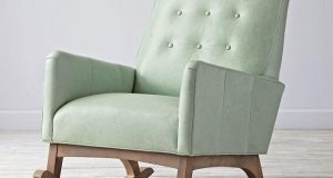 nursery rocking chair light button tufted green leather rocking chair