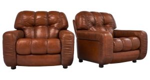 overstuffed leather chair l