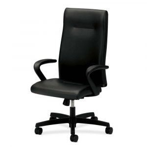 rolling office chair hon ignition black leather high back rolling desk chair