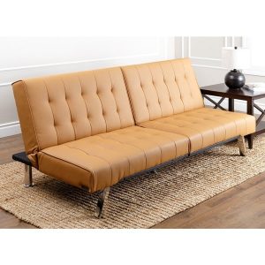 single sleeper chair abbyson living jackson camel leather foldable futon sofa bed e f b cdce