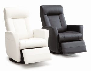 small glider chair a pair of modern swivel recliners in black and white colours