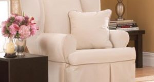 sure fit wingback chair cover contrast cord duck natural wing chair slipcover p