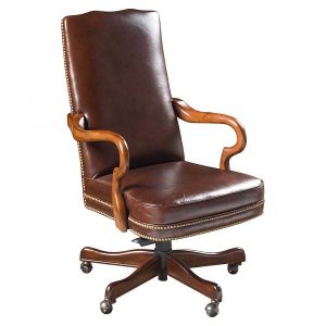 swivel arm chair baxter brown leather office chairs with wooden arms