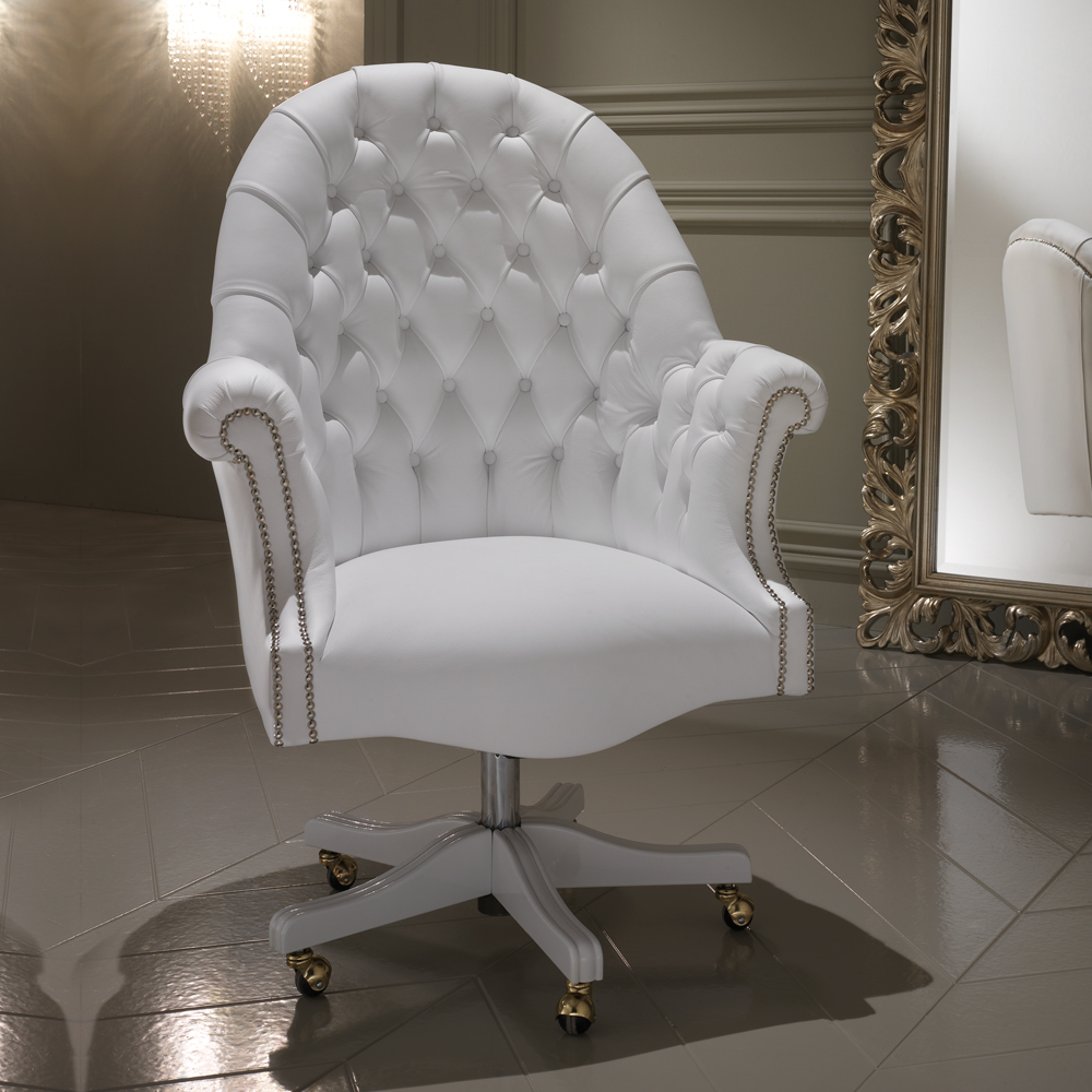 white leather chair