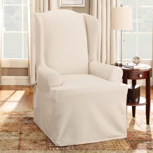 wingback chair slipcover cotton duck wing chair natural