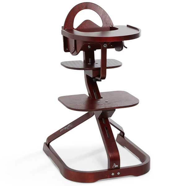 wooden high chair with tray