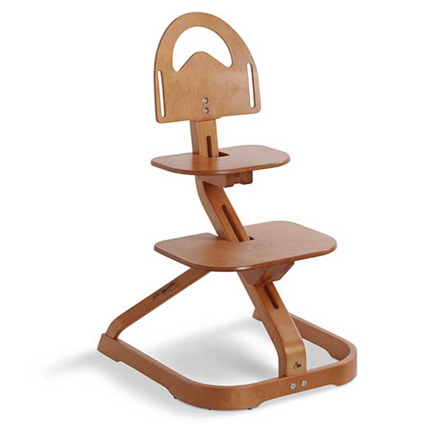 wooden high chair with tray